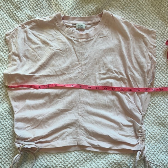 Aritzia Wilfred light Pink Ruched T-shirt Muscle tee size small side ties - Picture 6 of 9